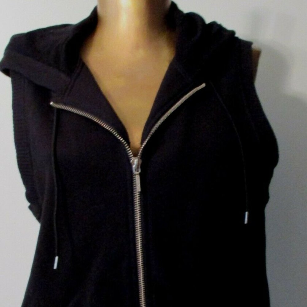 RALPH LAUREN JEANS BLACK HOODED VEST ZIPPER JACKET